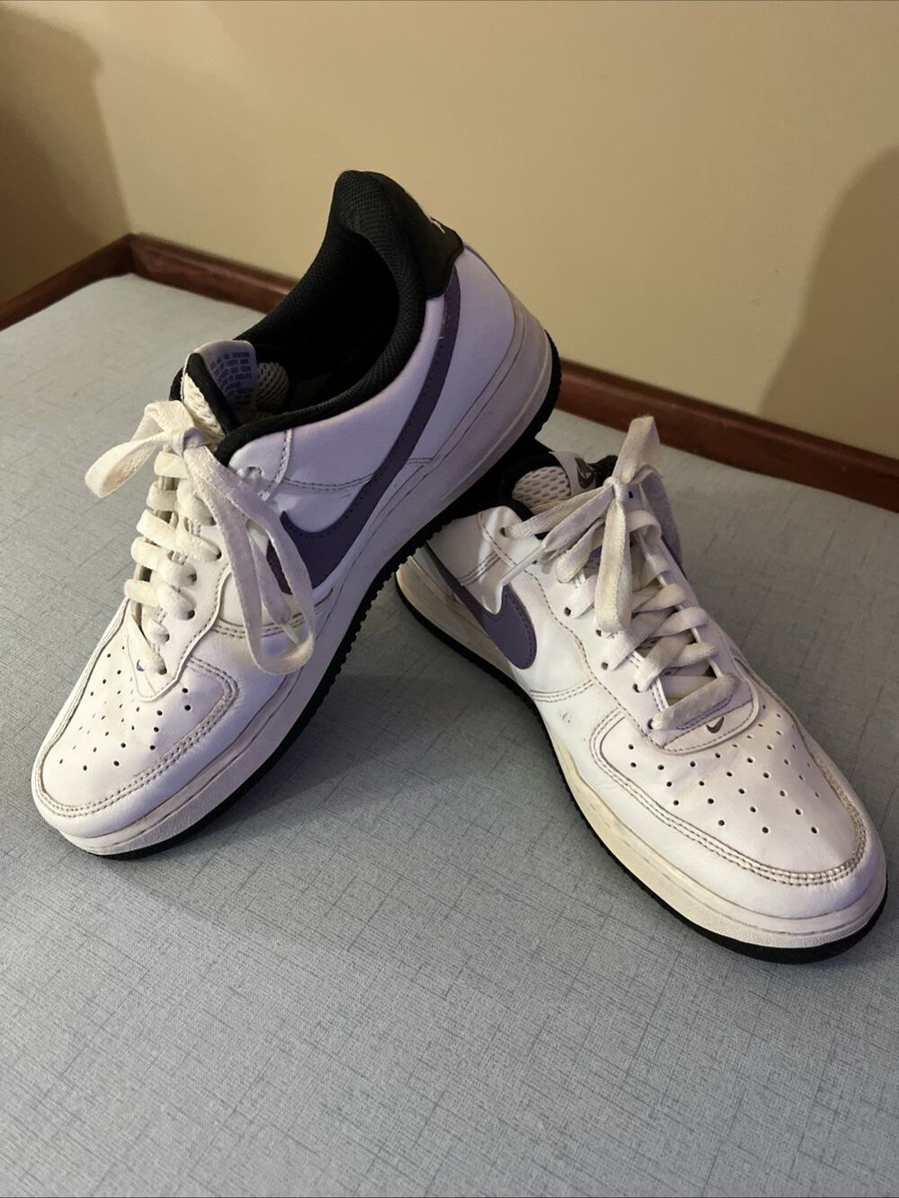 Nike Court White Purple Swoosh 8.5/10.5 Name on tag
